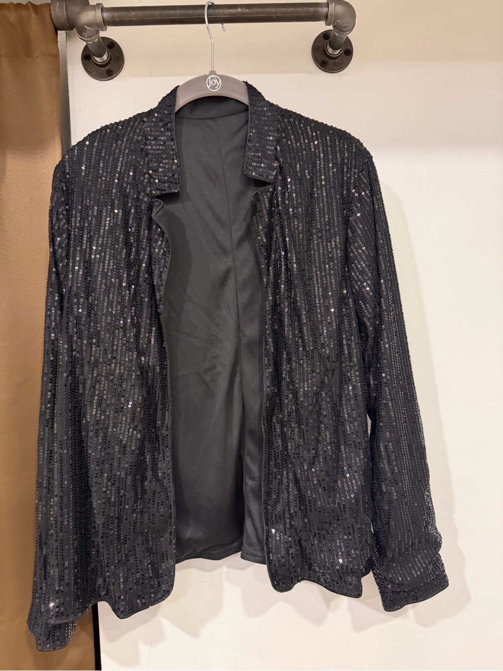 Black Sequin Open Front Blazer Jacket Women’s XL NWOT Party Holiday